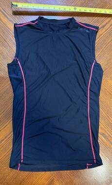 DevOps Men's Compression Sleeveless Shirt, Black with Red Stitching, Size M